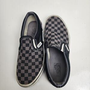 VANS Off The Wall Black & Gray Checkered Slip-On Skater Shoes Youth Size 3